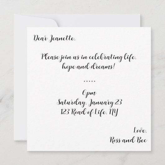 Tree of Life Party Kaart (Achterkant)