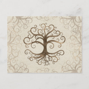 Tree of life Pastel Gold on Canvas Feestdagenkaart