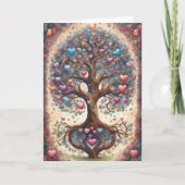 Tree of Life Pastel Hearts Valentine's Day Kaart (Voorkant)