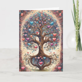 Tree of Life Pastel Hearts Valentine's Day Kaart