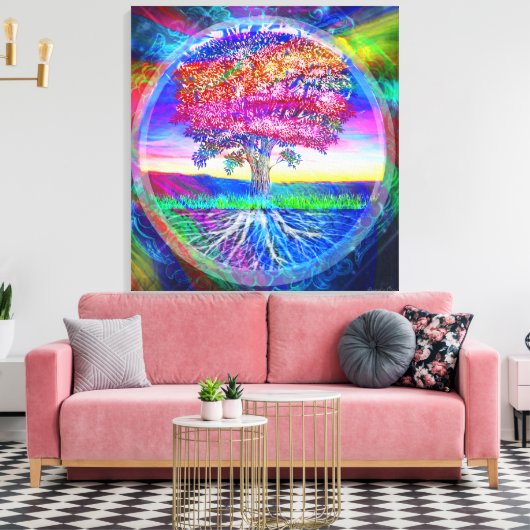 Tree of Life Rainbow Canvas Afdruk (Insitu (Woonkamer))