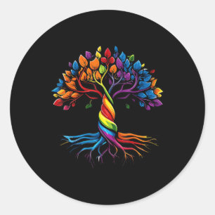 Tree of Life Rainbow LGBT Gay Lesbian Pride Flag A Ronde Sticker