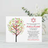 Tree of Life Red Green Bat Mitswa Uitnodiging (Staand voorkant)