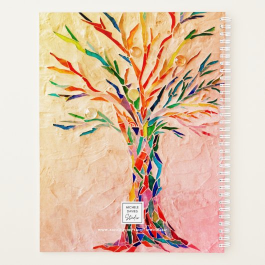 Tree of Life regenboogkleuren aangepaste naam Planner (Achterkant)