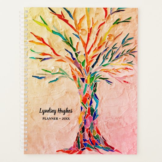 Tree of Life regenboogkleuren aangepaste naam Planner (Voorkant)