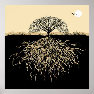 Tree of Life Roots Spiritual Nature Minimalist Poster