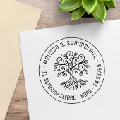Tree of Life Round Address Rubberstempel