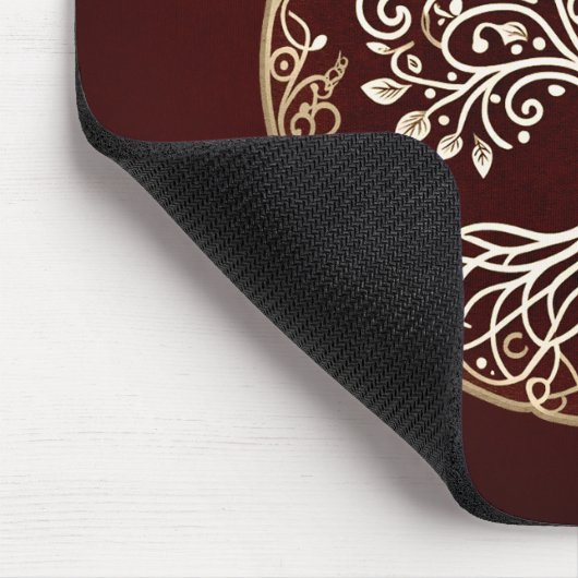 Tree of Life Rustiek Donkerrood Celtic Muismat (Hoek)