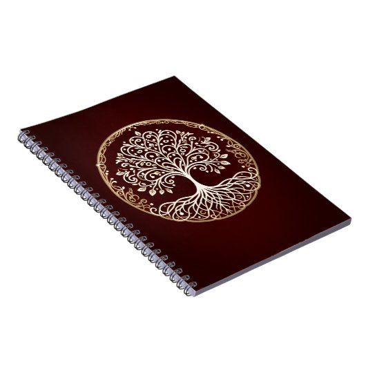 Tree of Life Rustiek Donkerrood Celtic Notitieboek (Rechterzijde)