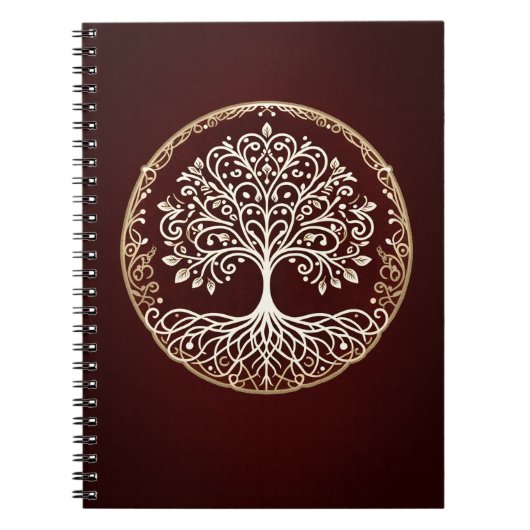 Tree of Life Rustiek Donkerrood Celtic Notitieboek (Voorkant)