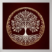 Tree of Life Rustiek Donkerrood Celtic Poster (Voorkant)