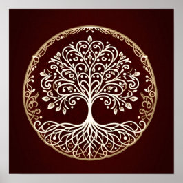 Tree of Life Rustiek Donkerrood Celtic Poster