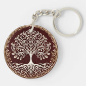 Tree of Life Rustiek Donkerrood Celtic Sleutelhanger (Achterkant)