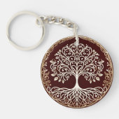 Tree of Life Rustiek Donkerrood Celtic Sleutelhanger (Voorkant)