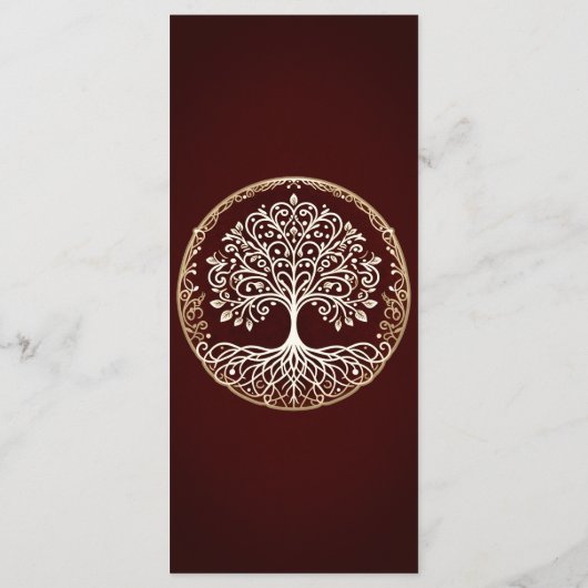 Tree of Life Rustiek Donkerrood Keltisch Bruiloft  Menu (Achterkant)