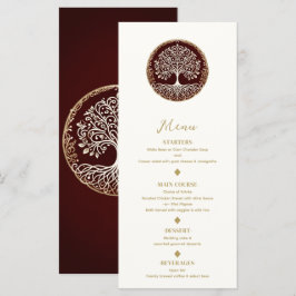 Tree of Life Rustiek Donkerrood Keltisch Bruiloft  Menu