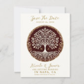Tree of Life Rustiek Donkerrood Keltisch Save the Kaart (Voorkant)