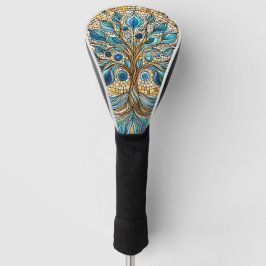 Tree of Life Shattered Glass Mosaic Aqua Blues  Golfheadcover