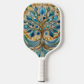 Tree of Life Shattered Glass Mosaic Aqua Blues  Pickleball Paddle (Achterkant)