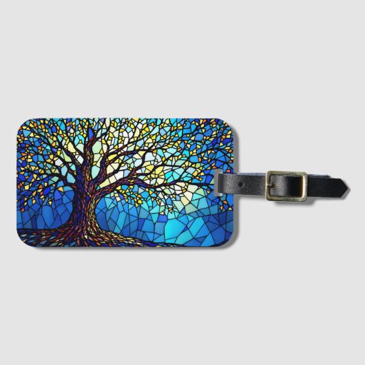 Tree of Life Shattered Glass Mosaic Bagagelabel (Voorkant (horizontaal))