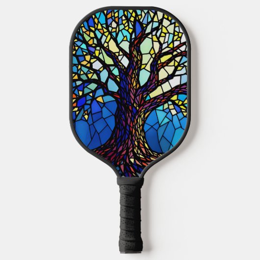 Tree of Life Shattered Glass Mosaic Pickleball Paddle (Voorkant)