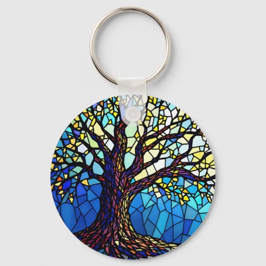 Tree of Life Shattered Glass Mosaic Sleutelhanger (Voorkant)