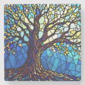 Tree of Life Shattered Glass Mosaic Stenen Onderzetter (Voorkant)
