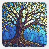 Tree of Life Shattered Glass Mosaic Vierkante Sticker (Voorkant)
