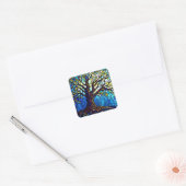 Tree of Life Shattered Glass Mosaic Vierkante Sticker (Envelop)