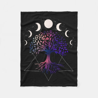 Tree Of Life Spiritual Shirt Moonphases For Yoga _ Fleece Deken