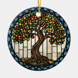 Tree of Life Stained Glass Keramisch Ornament