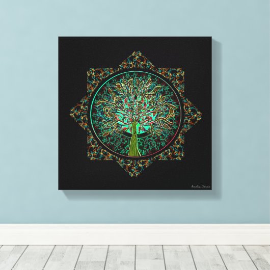 Tree of Life Star Canvas Afdruk (Insitu (Houten vloer))