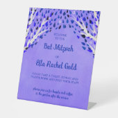 Tree of Life Sterren Custom Bat Bar Mitswa Teken Reclamebord Met Voetstuk (Voorkant)