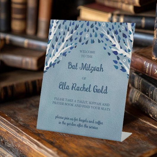 Tree of Life Sterren Custom Bat Bar Mitswa Teken Reclamebord Met Voetstuk