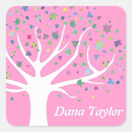Tree of Life Sterren Monogram Naam Gift Cookie Vierkante Sticker (Voorkant)