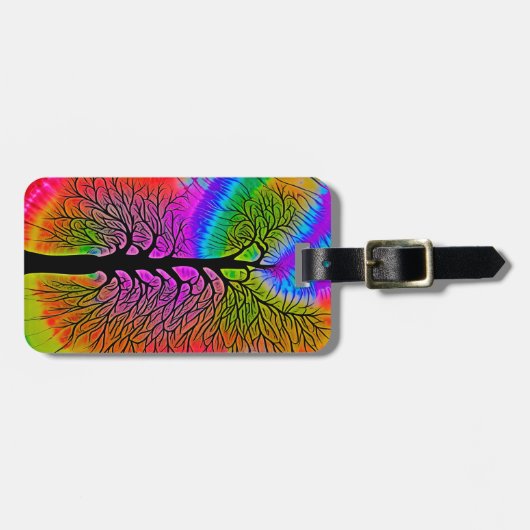 [Tree of Life] v2 Kleurrijke Rainbow Stropdas-Dye Bagagelabel (Voorkant horizontaal)