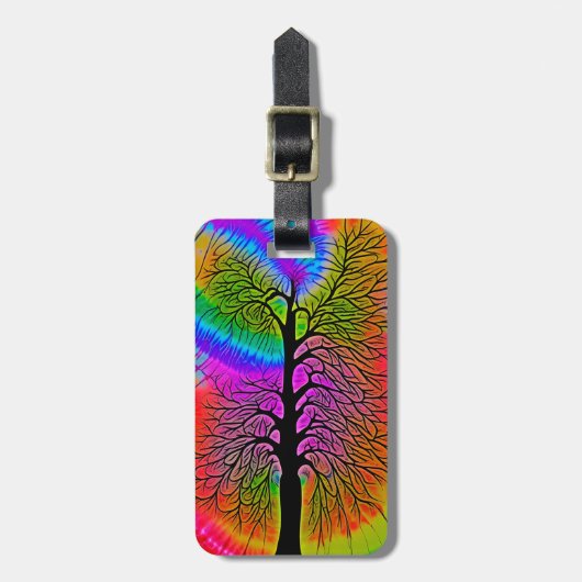 [Tree of Life] v2 Kleurrijke Rainbow Stropdas-Dye Bagagelabel (Voorkant verticaal)