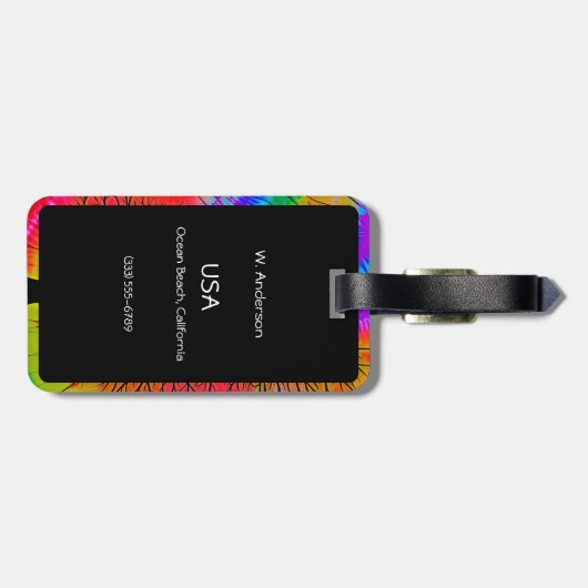 [Tree of Life] v2 Kleurrijke Rainbow Stropdas-Dye Bagagelabel (Achterkant horizontaal)