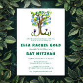 Tree of Life Waterverf Custom Bar Bat Mitzvah Kaart