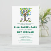 Tree of Life Waterverf Custom Bar Bat Mitzvah Kaart (Staand voorkant)