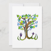 Tree of Life Waterverf Custom Bar Bat Mitzvah Kaart (Achterkant)