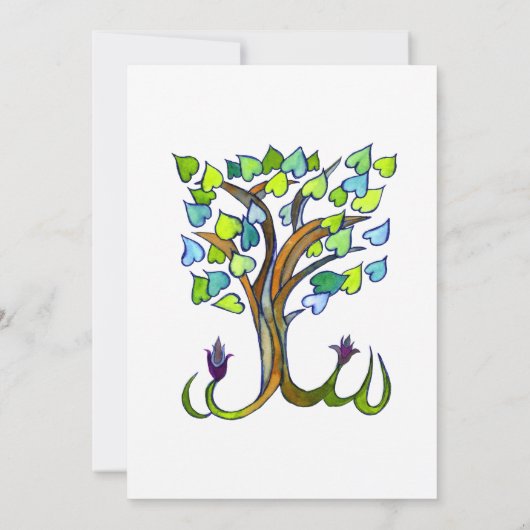 Tree of Life Waterverf Custom Bar Bat Mitzvah Kaart (Achterkant)