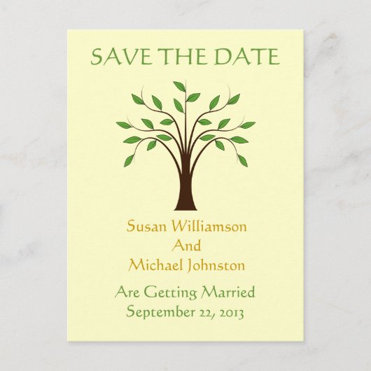 Tree of Life Wedding Save The Date Natuur Custom Aankondigingskaart (Voorkant)