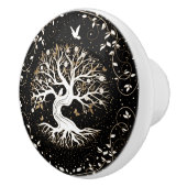 Tree of Life - Ygdrasil - black white and gold Keramische Knop (Rechts)