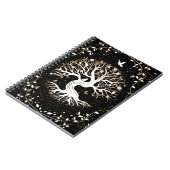 Tree of Life - Ygdrasil - black white and gold Notitieboek (Linkerzijde)