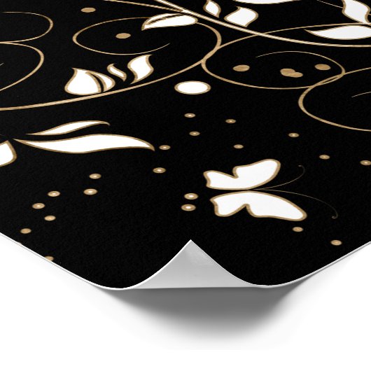 Tree of Life - Ygdrasil - black white and gold Poster (Hoek)