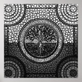 Tree of life - Ygdrasil - Dot Art Grayscale Poster (Voorkant)