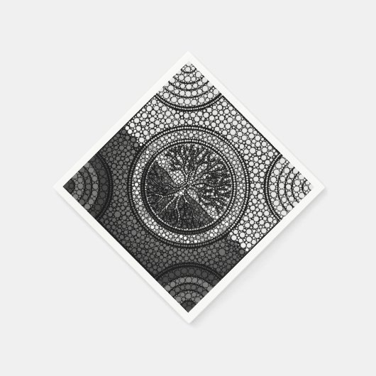 Tree of life - Ygdrasil - Dot Art Grayscale Servet (Hoek)