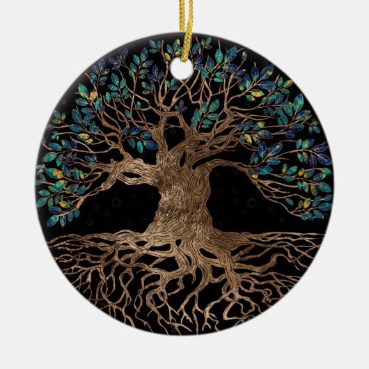 Tree of life - Ygdrasil Golden and Marble ornament (Voorkant)