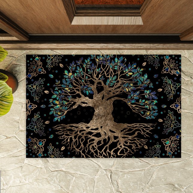 Tree of life - Ygdrasil Golden and Marble ornament Deurmat (Creator heeft geüpload)